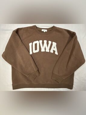 State of Mind Brown Crewneck Sweatshirt with White IOWA Arch